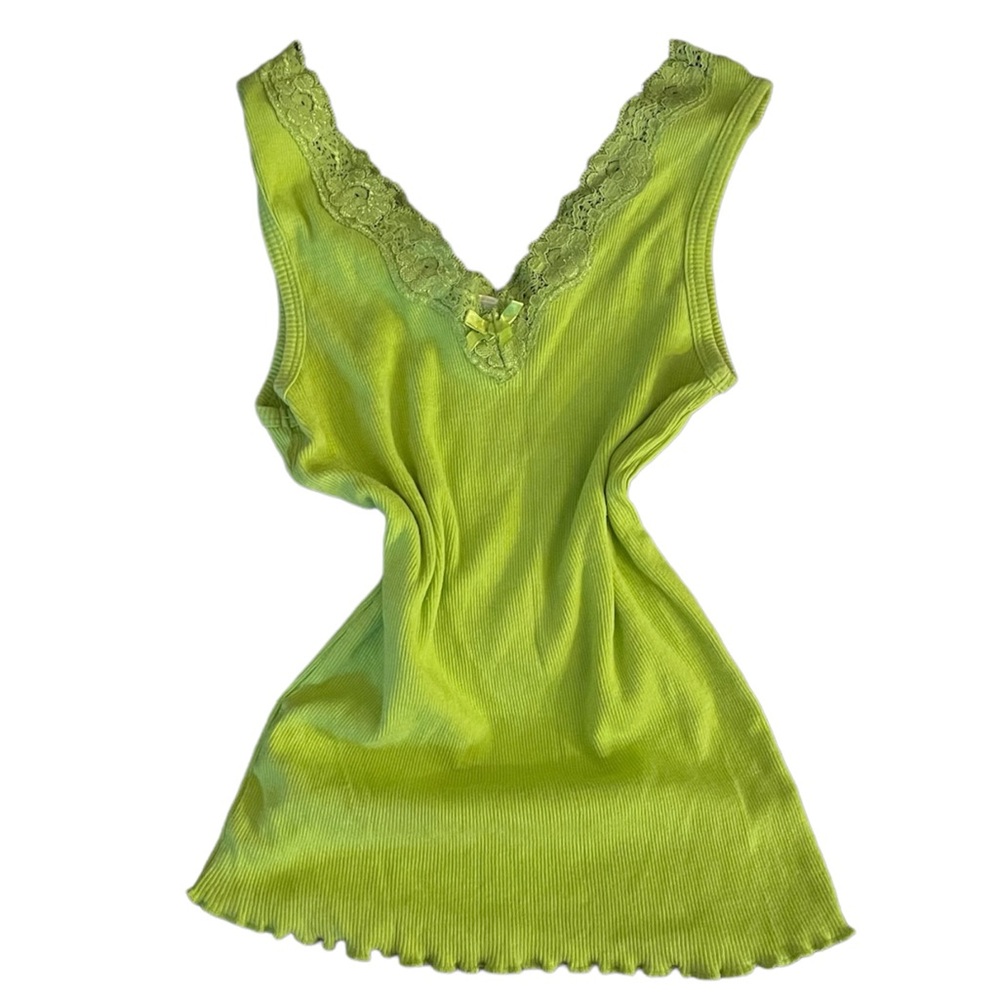 cute lace green cami with ruffles and bow